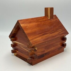 Handcrafted Wooden Birdhouse Coin Bank Log Cabin Made in USA Craft Salmon, ID
